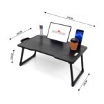 Wood Smart Multipurpose Foldable Laptop Table with Cup Holder, Study Table, Bed Table, Breakfast Table, Foldable and Portable/Ergonomic & Rounded Edges/Non-Slip Legs (Black), 59 cm, 8 cm - Image 4