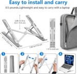 Tukzer Foldable Laptop Stand Riser for Laptop, MacBook, Notebook & Tablets up to 17 Inch, 7 Level Height Angle Adjustment, 2X Stronger M-Shape Aluminum Silicone Pads Air Ventilation (Silver) - Image 3