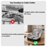 Sounce Double Layer Nylon Gadget Organizer Case – Electronic Accessories Storage Pouch for Cables, Chargers, Power Banks, Hard Disks & More – Travel Utility Bag – 27 x 20 x 9 cm - Image 5