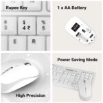 Zebronics Wireless Keyboard & Mouse Combo, 112 UV-Printed Keys, ₹ Key, 8 Multimedia Keys, Retractable Stand, 3 Button Mouse, 1200 DPI, High Precision, USB Nano Receiver (Companion 112, White) - Image 4