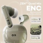 GOBOULT W60 with 60H Playtime, Zen Quad Mic ENC, 50ms Xtreme Low Latency, Made in India, Type-C Fast Charging, 13mm Driver, IPX5 Combat Gaming Mode,TWS Ear Buds Wireless (Green) - Image 4