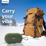PHILIPS TAS1400GY Wireless Bluetooth Speaker with Deep Bass, Passive Radiator, 12W Sound Output, 1200mAh Rechargable Battery, RGB Light Modes, 10H Playtime, Supports TF/USB (Willow Bough) - Image 3