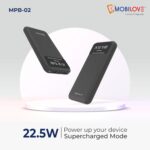 MOBILOVE 10000mAh 22.5W Super Fast Charging Slim Power Bank with USB-A Output, Type C PD Output, Type C Input, Rapid Charge for iPhone, Android & Other Devices | Smart LED Display (Black) - Image 3