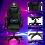 Casa Copenhagen Designed in Denmark,High-Back Italian Leather Gaming Ergonomic Chair with Advanced Mechanism & Electric Back Massager, Memory Foam Seating & Multi Function Arm-Rest - Black & Black - Image 3