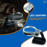 FreshDcart 3 in 1 Portable Magnifying Lens 3X High-Powered Magnification Hand-Held Folding Magnifier Glass with LED Lights Stand and UV Protection for Reading A4, Newspaper, Soldering, map - Image 4
