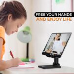 WeCool T2 Foldable and Portable Tabletop Mobile Stand with Stable Base,Height and View Angle Adjustable Phone Stand,Ideal Mobile Holder for Smartphones,Tablets, Kindles - Image 3