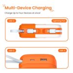 Armor Scoop Power Bank 20000mAh Fast Charging 22.5W | 2 Built-in Cables | 2 Output Ports | Type C Input & Output | Supports Android, Apple, Tablets, Earbuds, Watch | 5 Layer Protection (Orange Burst) - Image 4