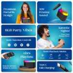 pTron Newly Launched Fusion Joy 20W Bluetooth Speaker with Wireless Karaoke Mic, 6Hrs Playtime, Vivid RGB Lights, Voice Effects, Multi-Play Modes BT5.3/TF Card & Type-C Charging Port (Black) - Image 3