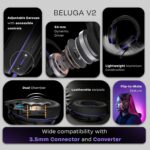 Kreo Beluga V2 Wired Gaming Headphone with Flip to Mute Mic, 50mm Oraphene Drivers, 3.5mm Jack, Memory Foam Earpads, Lightweight Aluminum Build and Compatible with PC, PlayStation, Mobile. - Image 3