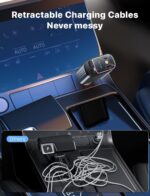 120W Retractable 4 in 1 Car Charger, Starlight Projection in Car Roof, Type C + iOS Retractable Car Phone Charger Compatible with Smart Phone - Image 4