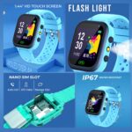 PunnkFunnk Kids Smart Watch 1.44" TFT Display, 4G Sim Card Phone with Long-Lasting Voice Call, Kids GPS, Music Player, Alarm Clock, Games, & IP67 Waterproof(Black)(Made by MELBON) - Image 3