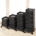 Kitchenwell Metal Multi-Purpose Trolley Storage Organizer and Kitchen Accessories Items for Kitchen Storage Rack Square Design Fruits & Vegetable Onion Cutlery (Matt Black, 3 Layer Drawer) - Image 3