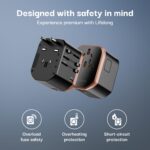 Lifelong Electronics Universal Travel Adapter All in One | 2000W Heavy Duty with 20W Type C & 2 USB A | 180+ Countries - Europe/US/Asia etc. | International Socket Accessories - Image 6