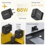 Ambrane 65W Charger Adapter, 3 Ports - 2 Type C & 1 USB for Samsung, Type C Laptops: MacBook, Dell, HP, ASUS, Fast Charger with PD Technology & GaN Technology for All Devices (RAAP G65, Black) - Image 4
