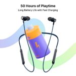 pTron Tangent Evolve w/ 50Hrs Playtime, HD Mic, Pristine Sound, 14mm Drivers, Bluetooth V5.3 w/Dual-Device Pairing Wireless Neckband, Magnetic Buds, Voice Assistant,Type-C Fast Charging & IPX4(Black) - Image 4