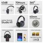 realme TechLife Studio H1 Over The Ear Over Ear Wireless Headphone with 70Hours Playtime 360° Spatial Audio, 40mm Drivers, 80ms Superlow Latency, 43 dB Adaptive ANC-Black - Image 3