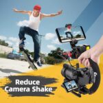 Zeadio Camera Stabilizer, Handle Grip Handheld Stabilizer with LED Video Light and Microphone, Fits for All Camcorder, Camera, DSLR, Action Camera and All Smartphones - Image 6