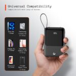 23W Fast Charging 10000mAh Power Bank with Type-C PD, USB-A Output, Micro Input, Built-in Cables (Lightn-ing, Type-C, Micro, Type-A) Dual LED Torch with Digital Display (Black) - Image 4