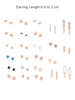 Zaveri Pearls Set Of 25 Gold Tone Smart Casual Wear Studs & Hoop Earrings For Women-ZPFK14053 - Image 4