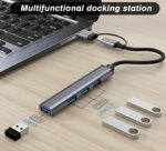 6-in-1 USB + Type-C Multifunctional Docking Station Hub Adapter – USB-C Splitter with 4 USB Ports, 5V/3A Fast Charging, USB & Type-C Input for Laptop, MacBook, Chromebook, PC & Flash Drives - Image 3