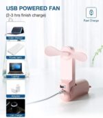 3 IN 1 Hand Fan, Portable USB Rechargeable Small Pocket Fan, Battery with Power Bank, Flashlight Feature for Women, Travel, Outdoor - Image 3
