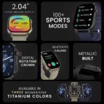 HAMMER Arctic 2.04" Super AMOLED Smart Watch, Metallic Build, BT Calling, Always On Display, Rotating Crown, Split Screen, Health Tracking, Smart Watch for Men, Women, Girls, Boys (Midnight Blue) - Image 3