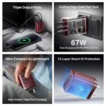 boAt 67W GaN laptop Charger, Ultra-Fast Triple Port Fast Charge, Compact & Lightweight,Supports iPhone, ipad, Android, Laptops, Macbooks,HP, Dell, Lenovo, Asus, Tablet (For 65W charging) (Monarch Red) - Image 3
