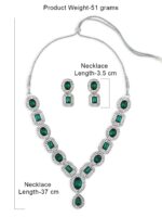ZAVERI PEARLS Green Stones & Dazzling Austrian Diamonds Embellished Necklace & Earring Set For Women-ZPFK17196 - Image 4
