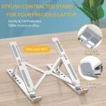 Foldable Height Adjustable Laptop Stand Tabletop, Metal Frame, Ergonomic Design, Overheating Protection, Portable Workstation for Home, Office, Bed, and Study Use - Image 3