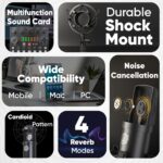 DIGIMORE Condenser Mic for Singing with V8 Sound Card | Condenser Microphone Kit | Voice Changer | Studio Recording Equipments Full Set, Voice Recorder Mic, Karaoke, Gaming, Podcast & Lecture (D-430) - Image 3