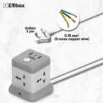 EMBOX Cube Extension Board 5 Meter Cable Type C USB | (2.4 A) (QC 3.0) Universal Sockets 2500W Extension Board with Switches Safety Shutter & Overload Protector - Image 3