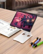 SOOPII DM02i Desktop Tablet Stand + Mobile Stand, Heavy Base Aluminum Holder for Tablets/Mobile/Tab Stand and e-Book Readers (Up to 15.6 inch) - White - Image 5