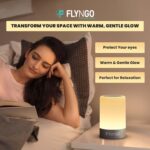 FLYNGO Touch Control LED Night Light Table Lamp for Bedroom, Living Room, and Study, with Adjustable Brightness, USB Rechargeable (A1)Plastic ,White - Image 3