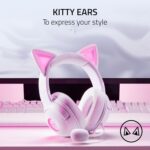 Razer Kraken Kitty V2 - Wired RGB Headset with Kitty Ears for Gaming and Streaming (325 g, Triforce 40 mm Drivers, HyperClear Cardioid Mic, Surround Sound) White - Image 3