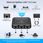 Ethernet Splitter 1 to 3 1000Mbps High Speed Internet Splitter LAN Splitter Ethernet Switch Either Network Splitter Supports Simultaneous Networking of 3 Devices Works with Cat6/7/8 Cables - Image 3