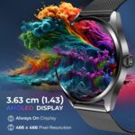 Titan Crest 1.43” AMOLED Smart Watch with BT Calling, AI Morning Briefs, Functional Crown, Health Tracking, Aluminium Body, 100+ Sports Modes, Smartwatch for Men and Women - Teal Silicone Strap - Image 3