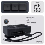 ZEBRONICS Clipper, 4 Watts, Wearable Bluetooth Speaker with Mic, Magnetic Clip-On, Upto 20 Hours Playback, Bluetooth v5.3, Carry Loop, Adventure & Travel Companion, Portable Speaker (Black) - Image 4