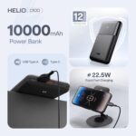 Geonix Helio C100 10000mAh Power Bank 22.5W | Ultra Slim | High Capacity Fast Charging Power Bank with USB-A to Type-C Cable, 1 Year Warranty, Black - Image 3