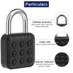 6 Digit Password Locker Lock Aluminum Alloy Code Digital Padlock, Push Button Safe Security Padlock, Combination Padlock for Gym and School Lockers(Black) - Image 3