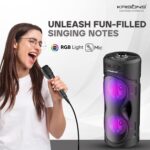 Krisons Cylender 4" Double Woofer 30W Multi-Media Bluetooth Party Speaker with Wired Mic for Karaoke,2400 MAH Battery, Digital Display,RGB Lights, USB, SD Card, FM Radio,Auto TWS Function & Remote - Image 5