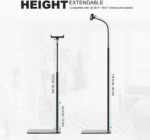 SOOPII Mobile + Tablet Floor Stand [Mobile + Tablet Holder Clip] Tablet Holder Mount with Strong Stable Base, Compatible with iPad Mini Air Pro 12.9/9.7, Galaxy Tab, Cell Phones (4.7''-14'' Devices) - Image 5