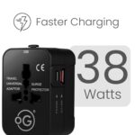OOGE Universal Travel Adapter All-in-One, 38W Fast Charger with USB-C PD & QC 3.0 USB-A, International Travel Adapter for 200+ Countries with US/UK/EU/AU Plugs, Compact Universal Charger Adapter - Image 3