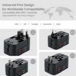 OOGE Universal Travel Adapter All-in-One, 38W Fast Charger with USB-C PD & QC 3.0 USB-A, International Travel Adapter for 200+ Countries with US/UK/EU/AU Plugs, Compact Universal Charger Adapter - Image 4
