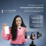 Digitek® DWM-116 2-in-1 Wireless Microphone, Magnetic Collar Clip, 360° Sound Capture, 40m Range, 6Hr Battery, Type C-to-C & C to LTC, DSLR, iOS & Android Compatible, for Interviews & Vlogging - Image 4
