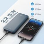 Geonix Helio R100 10000 mAh 22.5W Fast Charging Power Bank, Ultra Slim Power Bank with USB-A Output, Type C PD Output, Type C Input, Wake Up Button, 1 Year Warranty, Blue - Image 4