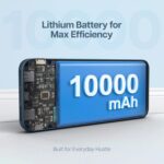 Geonix Helio R100 10000 mAh 22.5W Fast Charging Power Bank, Ultra Slim Power Bank with USB-A Output, Type C PD Output, Type C Input, Wake Up Button, 1 Year Warranty, Blue - Image 5