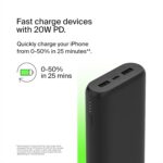 Belkin 20000 mAh 20W Power Bank | Super Fast Charging | USB-C PD Port | Fast Charging for iPhone 17, Air, Pro, Pro Max, AirPods, Samsung Galaxy S25, Google Pixel 10 & More | 2 Years Warranty | Black - Image 3