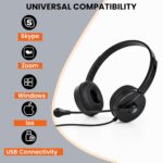 USB Headphone with Noise Cancellation Mic | Light Weight Wired Headset for Online Meetings & Office Calls | USB Headphones for PC & Laptop | Model: Pro-Tech 650 (Black) - Image 5