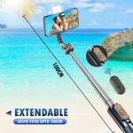 Kratos K14 Selfie Stick Tripod, 100CM Length with Light, 3 in 1 Multifunctional Design, Rechargable LED Light with Two Brighness Levels for Make up, Selfie & Photo Shoot with Bluetooth Remote - Image 4