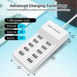 higadget 10-Port USB Charging Station, 50W Desktop Multi-Port USB Charging Hub, Fast Charging for Smartphones, Tablets, Smartwatches, Power Banks & More, Compact Design for Home, Office, Travel - Image 3